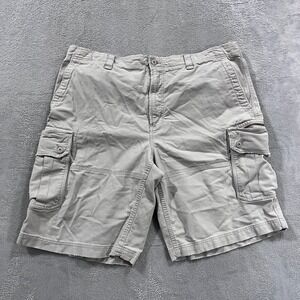 Gap Khaki Cargo Shorts Mens 42 Outdoor Utility Casual‎ Gray/White Field Cotton